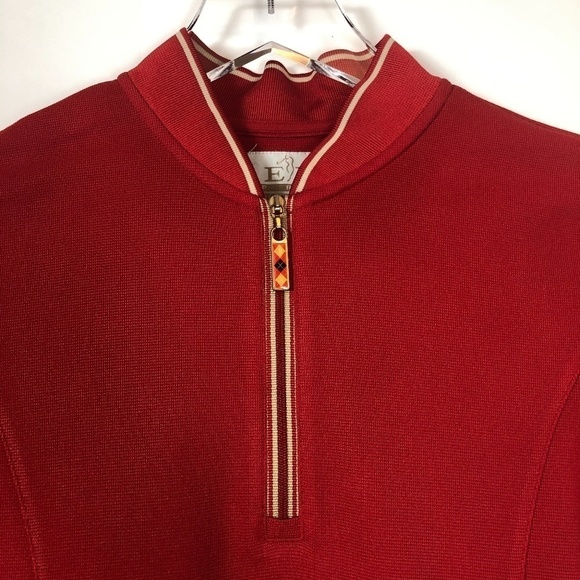 EP Pro Tour Tech Red 1/4 Zip Gold Trim Golf Polo - Picture 7 of 11
